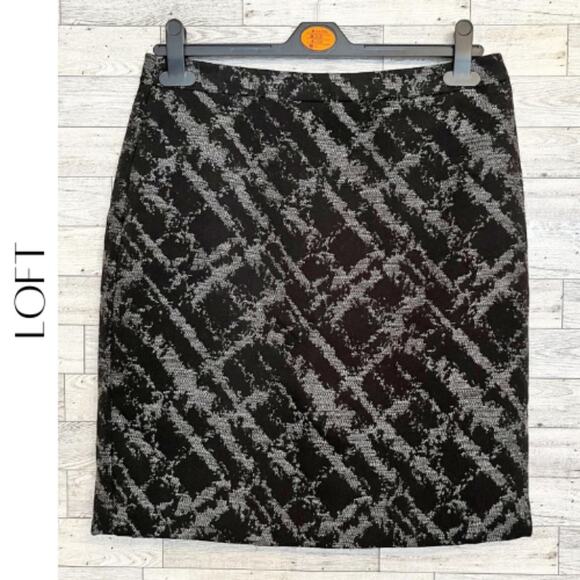 LOFT Black & Gray Patterned Pencil Skirt, 6 - Picture 1 of 8